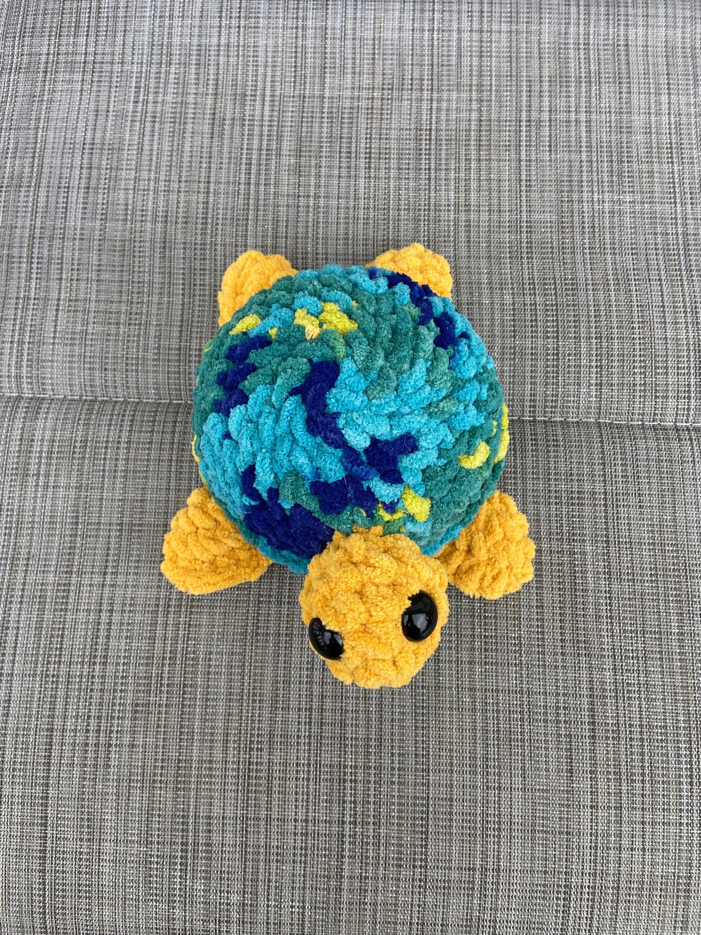DIY crochet turtle plushie in soft pastel colors